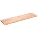 Blat de baie, maro deschis, 220x60x(2-6) cm, lemn masiv tratat