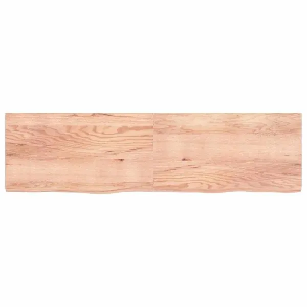 Blat de baie, maro deschis, 220x60x(2-6) cm, lemn masiv tratat