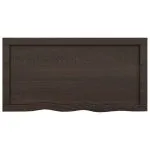 Blat de baie, maro închis, 80x40x(2-6) cm, lemn masiv tratat