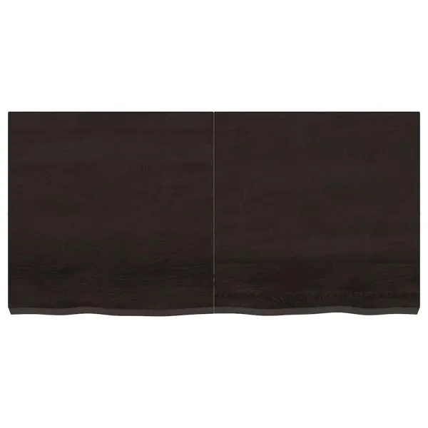 Blat de baie, maro închis, 120x60x(2-6) cm, lemn masiv tratat