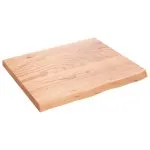 Blat de masă maro deschis 60x50x2 cm, lemn masiv stejar tratat