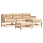 Set mobilier de grădină cu perne, 5 piese, lemn masiv