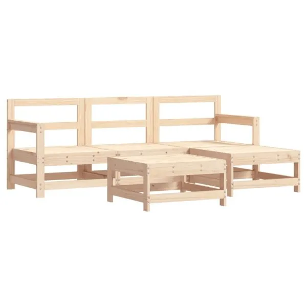 Set mobilier de grădină cu perne, 5 piese, lemn masiv