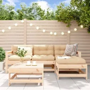 Set mobilier de grădină cu perne, 5 piese, lemn masiv