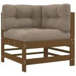 Set mobilier grădină cu perne, 5 piese, maro miere, lemn masiv