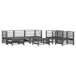 Set mobilier de grădină cu perne, 7 piese, gri, lemn masiv