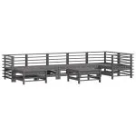 Set mobilier grădină cu perne, 8 piese, gri, lemn masiv
