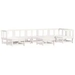 Set mobilier de grădină cu perne, 8 piese, alb, lemn masiv