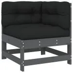 Set mobilier grădină cu perne, 8 piese, gri, lemn masiv