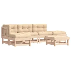 Set mobilier relaxare de grădină & perne 6 piese lemn masiv pin