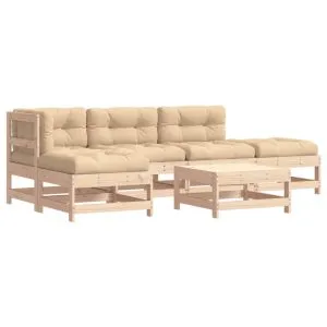 Set mobilier relaxare de grădină & perne 6 piese lemn masiv pin