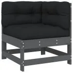 Set mobilier relaxare grădină&perne 6 piese gri lemn masiv pin