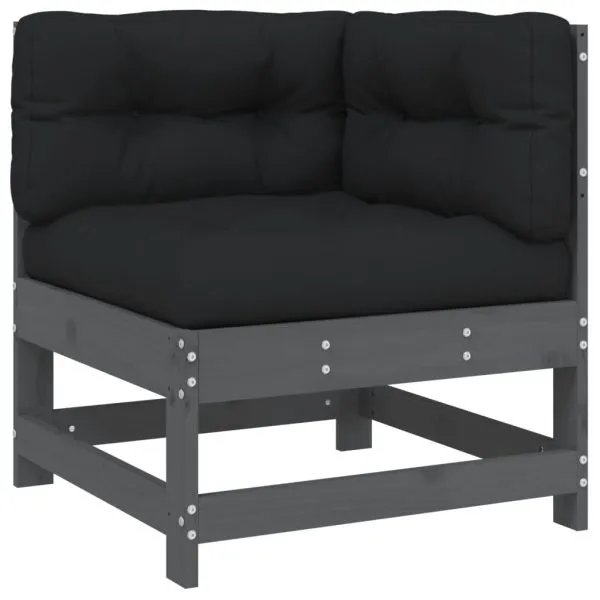 Set mobilier relaxare grădină&perne 6 piese gri lemn masiv pin