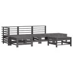 Set mobilier relaxare grădină&perne 6 piese gri lemn masiv pin