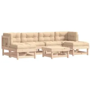 Set mobilier de grădină cu perne, 7 piese, lemn masiv