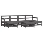 Set mobilier de grădină cu perne, 7 piese, gri, lemn masiv