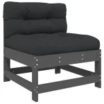 Set mobilier de grădină cu perne, 7 piese, gri, lemn masiv