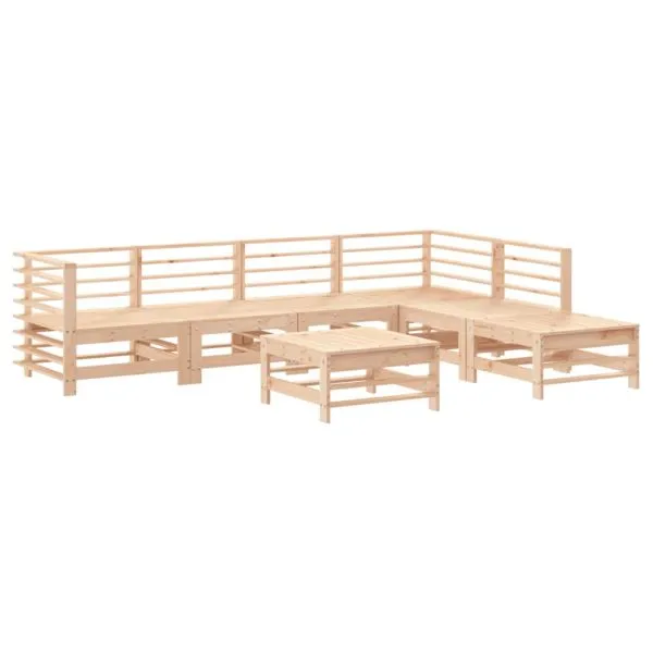 Set mobilier de grădină cu perne, 7 piese, lemn masiv