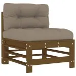 Set mobilier grădină cu perne, 6 piese, maro miere, lemn masiv