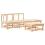 Set mobilier de grădină cu perne, 4 piese, lemn masiv