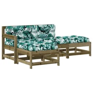 Set mobilier de grădină cu perne, 4 piese, lemn de pin tratat