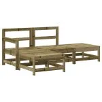 Set mobilier de grădină cu perne, 4 piese, lemn de pin tratat