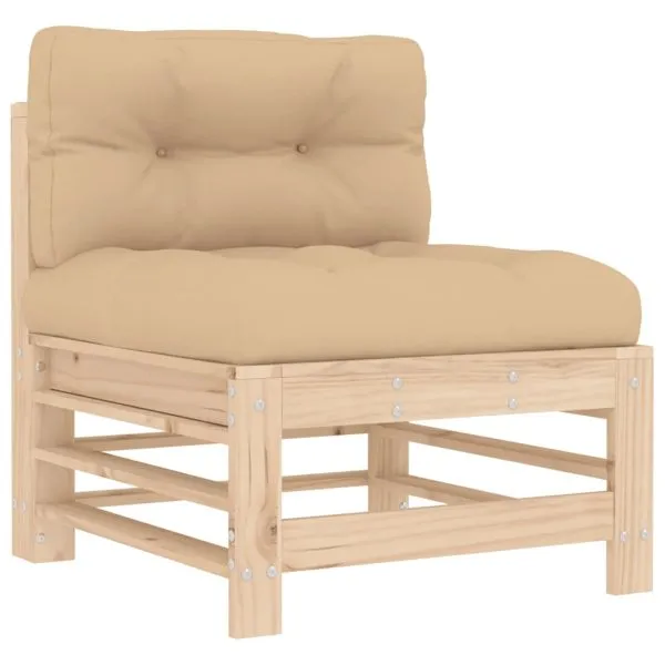 Set mobilier de grădină cu perne, 3 piese, lemn masiv