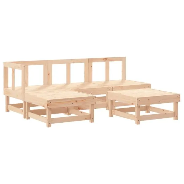Set mobilier de grădină cu perne, 5 piese, lemn masiv