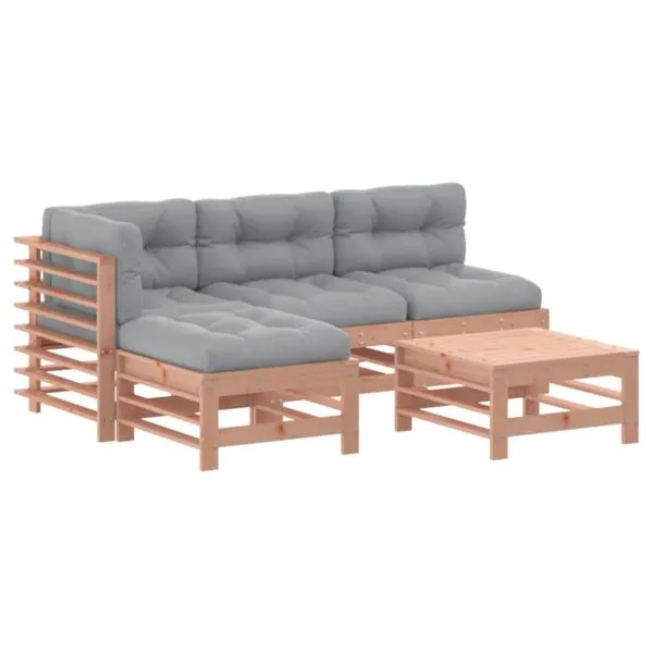 Set mobilier de grădină cu perne, 5 piese, lemn masiv douglas