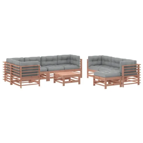 Set mobilier de grădină cu perne, 10 piese, lemn masiv douglas