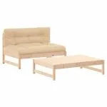 Set mobilier de grădină cu perne, 2 piese, lemn masiv