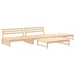 Set mobilier de grădină cu perne, 4 piese, lemn masiv