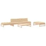 Set mobilier de grădină cu perne, 5 piese, lemn masiv