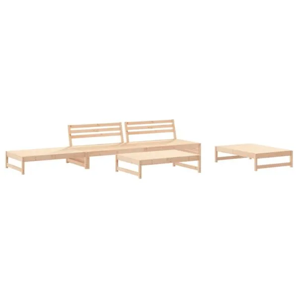 Set mobilier de grădină cu perne, 5 piese, lemn masiv