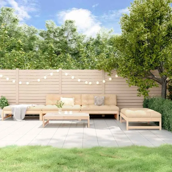 Set mobilier de grădină cu perne, 5 piese, lemn masiv