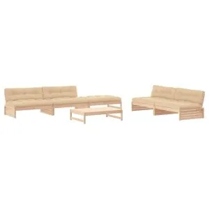 Set mobilier relaxare de grădină & perne 6 piese lemn masiv pin