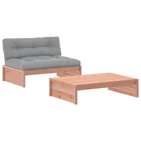 Set mobilier de grădină cu perne, 2 piese, lemn masiv Douglas