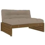 Set mobilier grădină cu perne, 4 piese, maro miere, lemn masiv