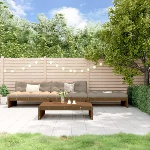 Set mobilier grădină cu perne, 4 piese, maro miere, lemn masiv