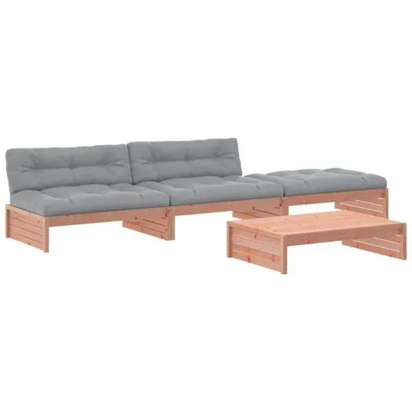 Set mobilier de grădină cu perne, 4 piese, lemn masiv douglas