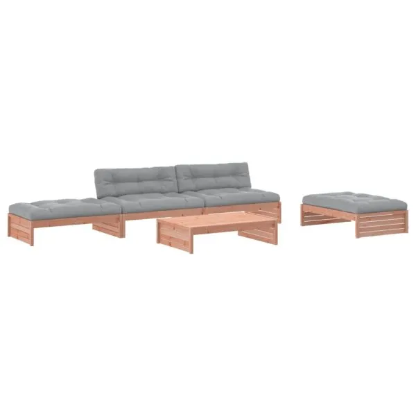 Set mobilier de grădină cu perne, 5 piese, lemn masiv douglas