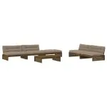 Set mobilier grădină cu perne, 6 piese, maro miere, lemn masiv
