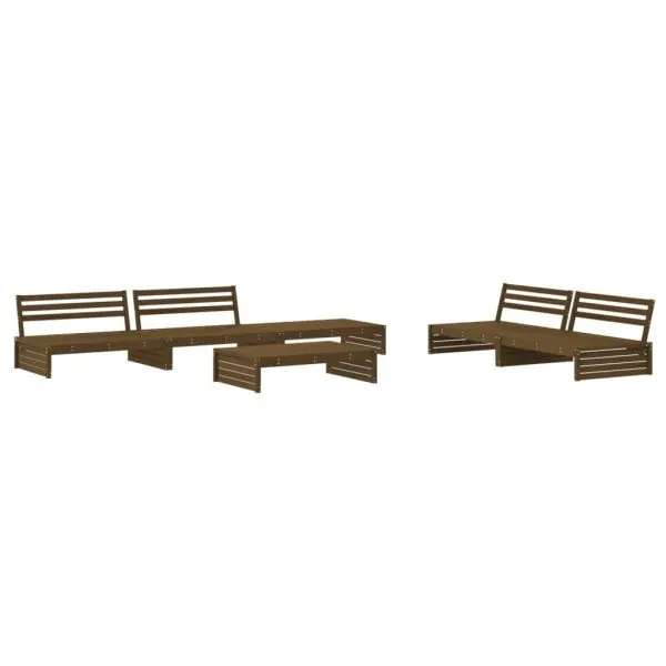 Set mobilier grădină cu perne, 6 piese, maro miere, lemn masiv