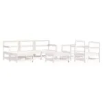 Set mobilier de grădină, 7 piese, alb, lemn masiv de pin