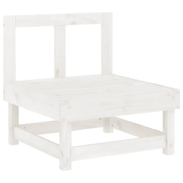 Set mobilier relaxare grădină, 8 piese, alb, lemn masiv de pin