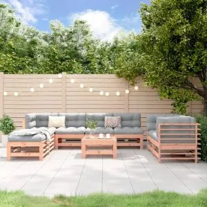 Set mobilier de grădină, 9 piese, lemn masiv douglas