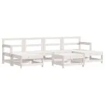 Set mobilier de grădină, 7 piese, alb, lemn masiv de pin