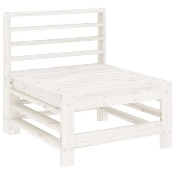 Set mobilier relaxare de grădină, 4 piese, alb, lemn masiv pin