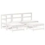 Set mobilier relaxare de grădină 5 piese alb lemn masiv de pin