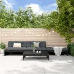 Set mobilier relaxare de grădină 4 piese, negru, lemn masiv pin